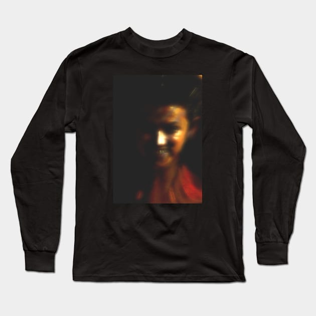 Portrait, digital collage, special processing. Weird, yet so charming, so beautiful girl. Heart of dark side. Orange, red, bright. Long Sleeve T-Shirt by 234TeeUser234